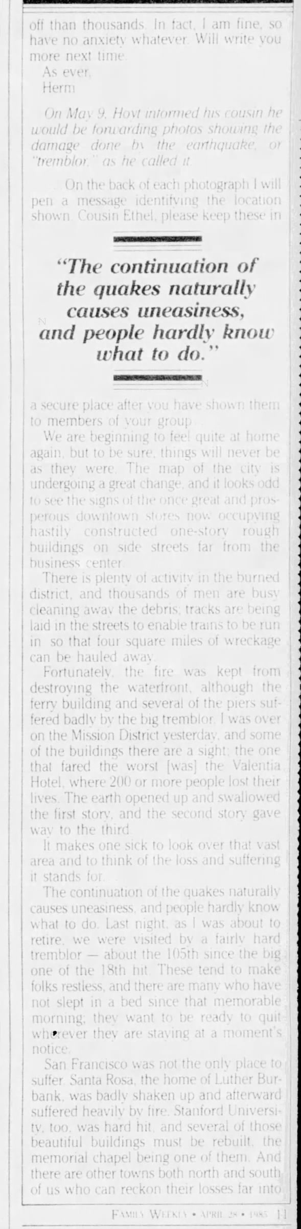 Clipping from The Hanford Sentinel